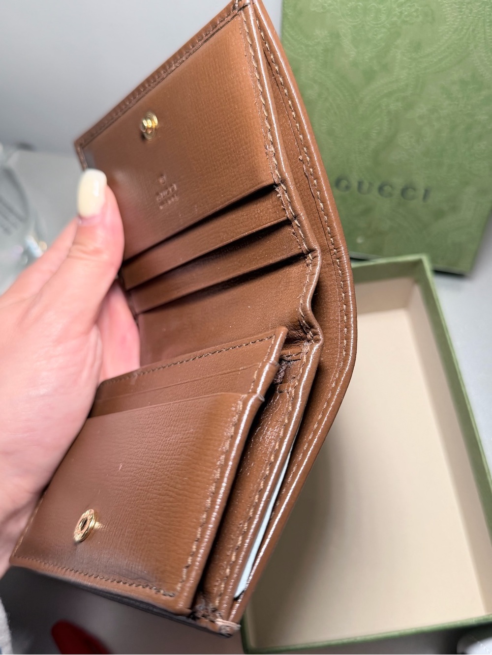 Gucci Beige GG Canvas and Brown Leather Mini Wallet with Gold Horsebit - Picture 7 of 7